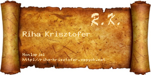 Riha Krisztofer névjegykártya